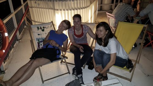 Emilia, Annelies and Paulina after work on a boat on Vistula.